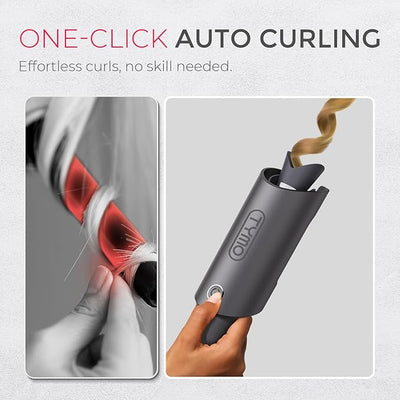 TYMO CURLPRO Automatic Rotating Curling Iron-Metallic Gray 1 inch