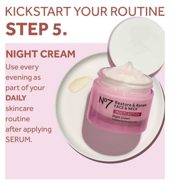 No7 Restore & Renew Face & Neck MULTI ACTION Night Cream 50ml