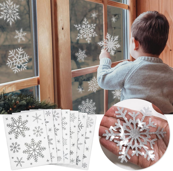 Silver Snowflake Window Clings
